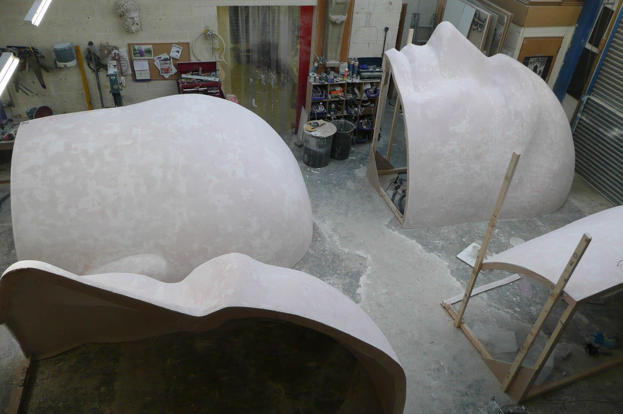 Giant head being assembled