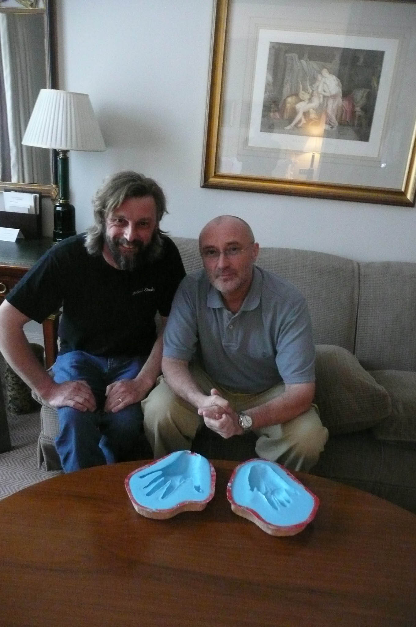 Taking casts of Phill Collins hands