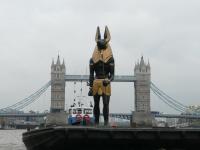 27ft Anubis on barge on the Thames